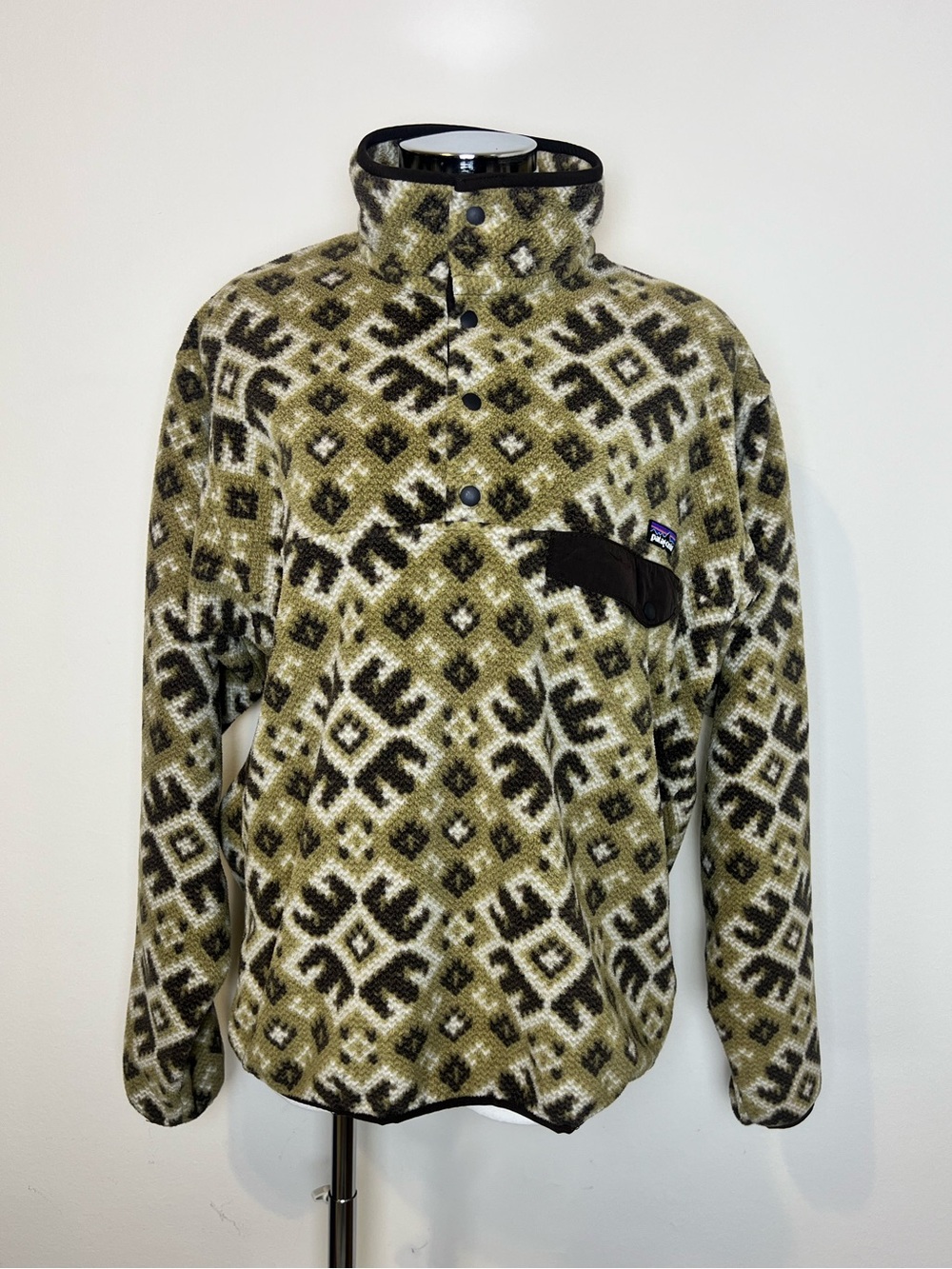 Patagonia Synchilla Snap-T Fleece Pullover Men’s M Olive Geometric Print